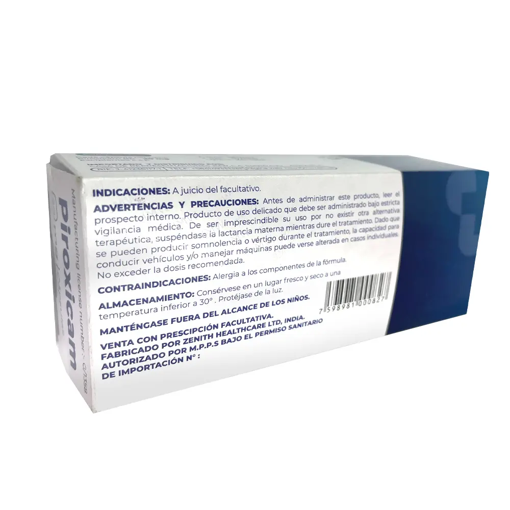 JMW - Producto - 	Piroxicam	